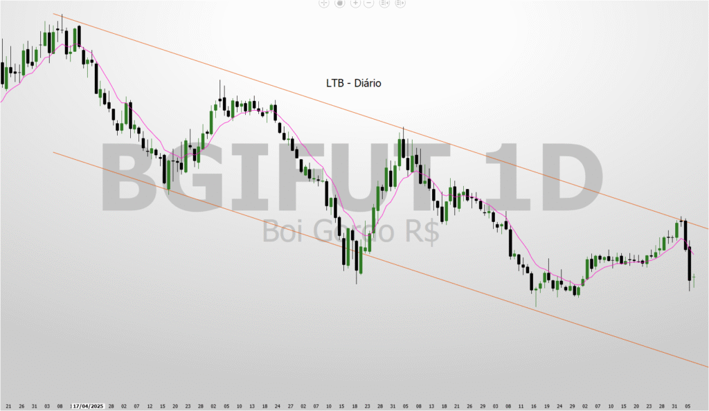 Grafico-Diario-Boi-Gordo-3.1-LTB-Diario-1024x594 Analise Gráfica do Boi Gordo (BGIFUT) e a Luta na Tendência de Baixa